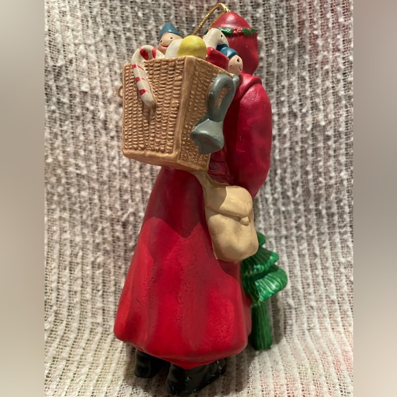 Santa Clause Christmas Ornament. It’s not ceramic, it feels Papier Mache’to me. - Picture 3 of 6